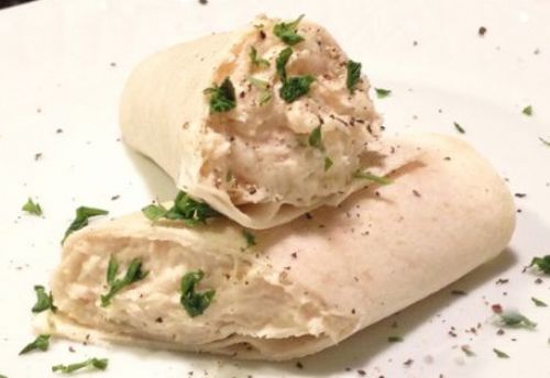 Wrap de pasta de frango com requeijo