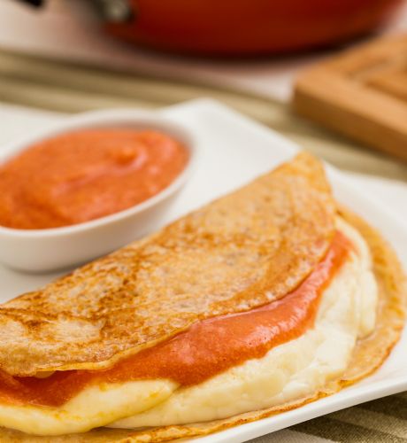 Romeu e Julieta  o recheio deste crepe, com base de iogurte
